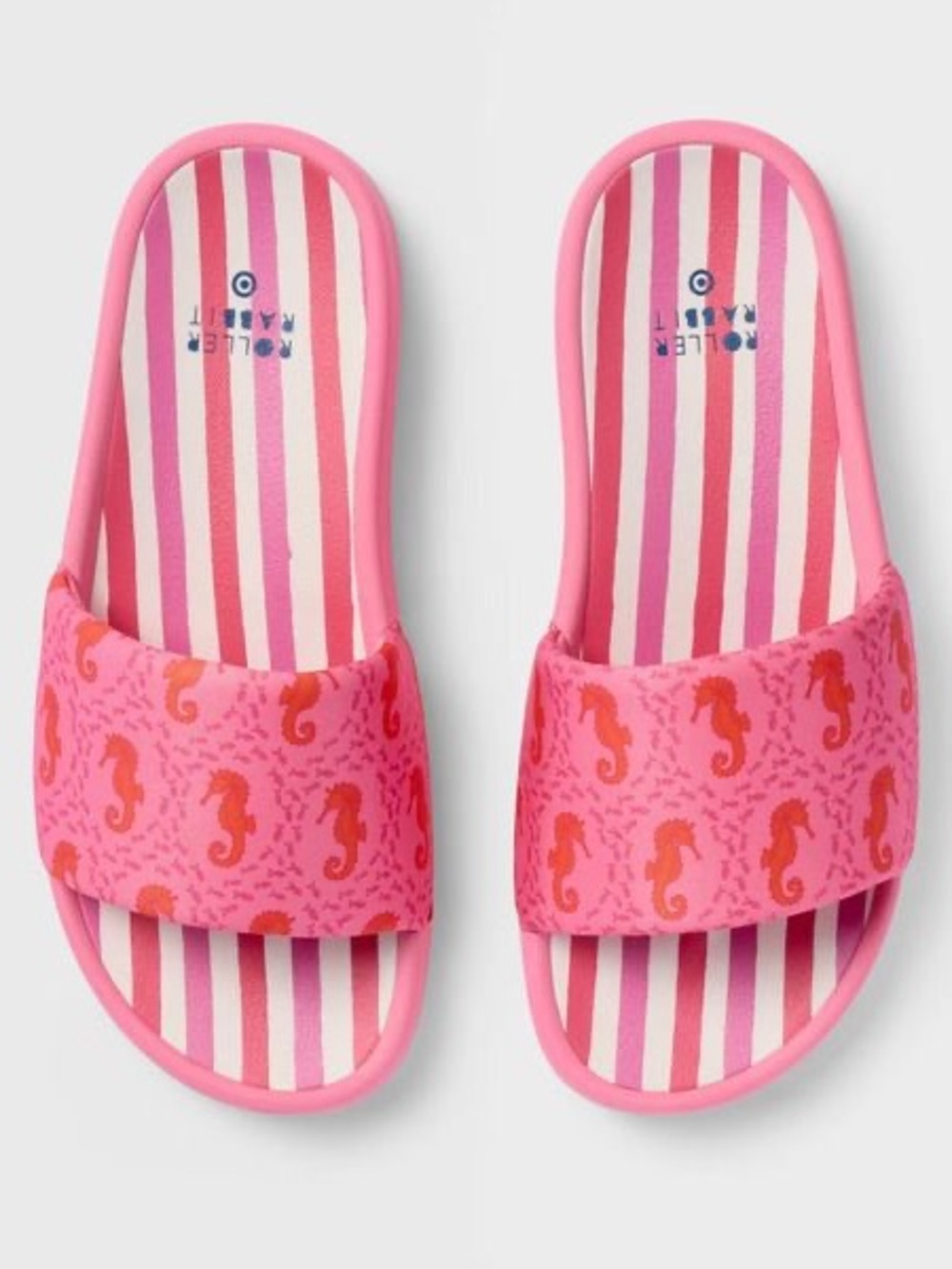 Roller Rabbit x Target Adult Seahorse/Multi Stripe Slide Sandals •Sz 7/8•